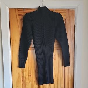 Elegant Black Ribbed Women's Sweater